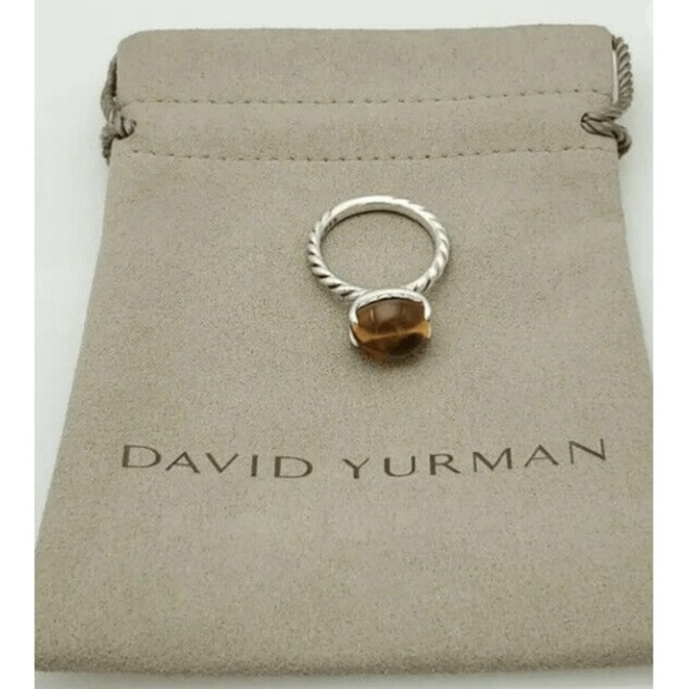 Authentic David Yurman 12x10mm‎ Oval Citrine Silver Cable Ring Size 7.25